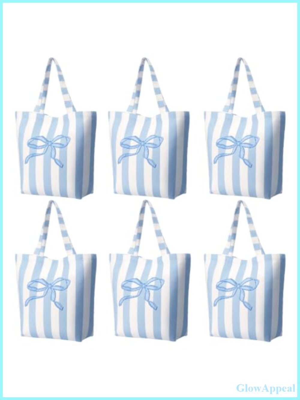 Canvas Tote Bag Set with Handles Reusable Striped Bridesmaid Beach Bag